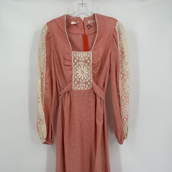 Jerell of Texas Women 70sTiered Prairie Maxi Dress Size 11 Vintage Boho Romantic - Picture 2 of 12